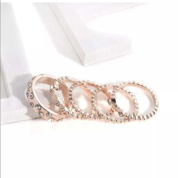 5Pcs/Set Crystal Rose Gold rings - Picture 4 of 5